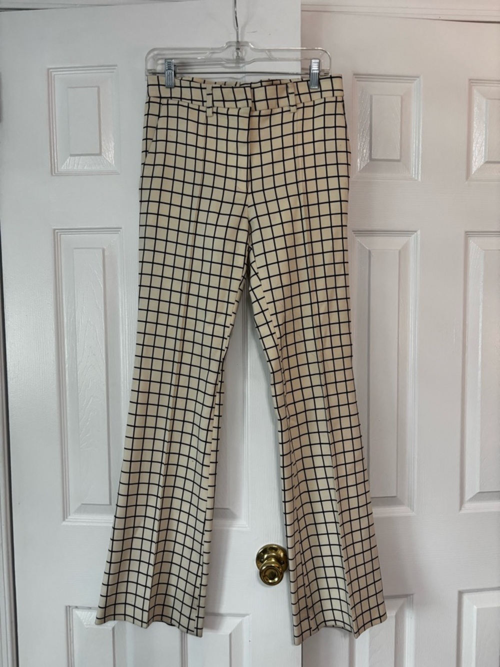 Etro Cream and Black Windowpane Flare Pants